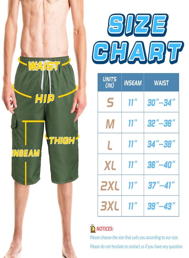 Srnede Mens Swimming Trunks Swim Trunks Quick Dry 11 Inch Swim Shorts with Mesh Lining Funny Swimwear Bathing Suits Army Green - Image 2